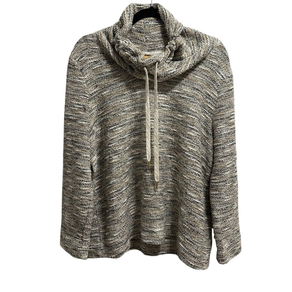 Ruby Rd. metallic boxy cowl neck beachy coastal cozy spring summer sweater